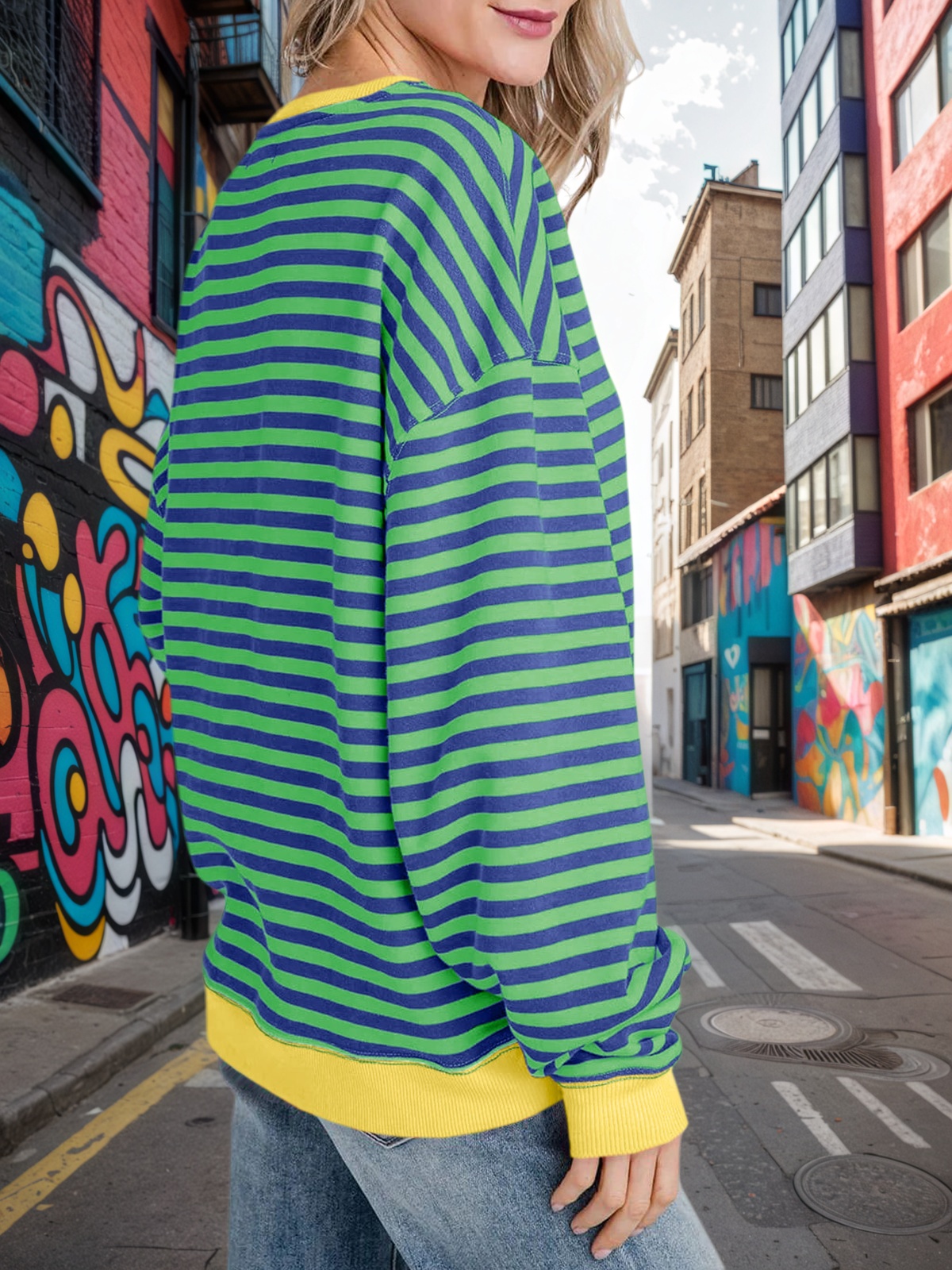 Striped Oversized Sweatshirts