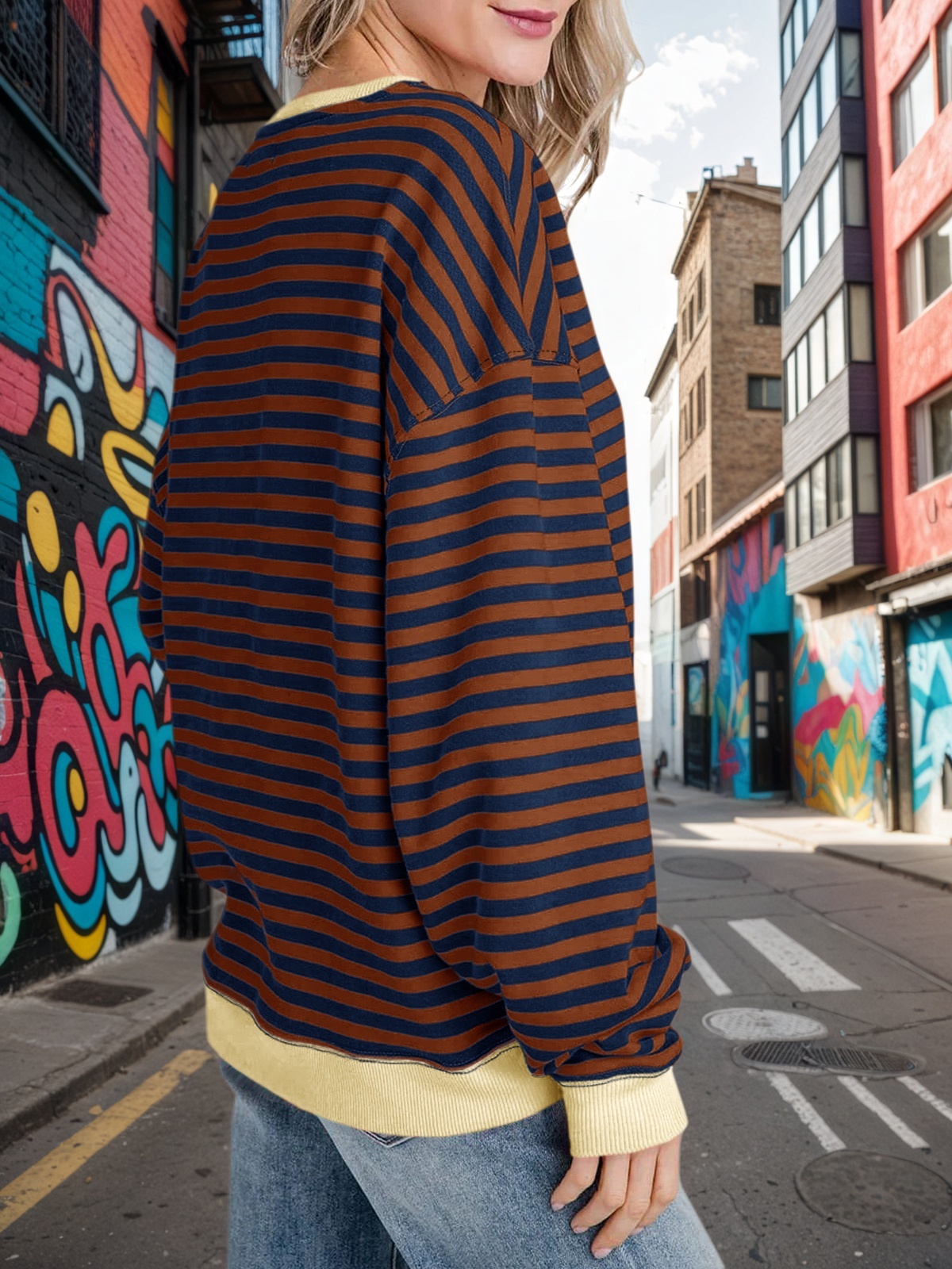 Striped Oversized Sweatshirts