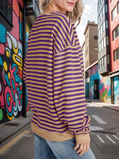 Striped Oversized Sweatshirts