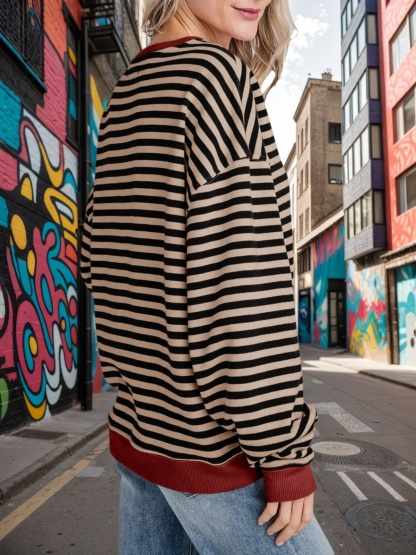 Striped Oversized Sweatshirts