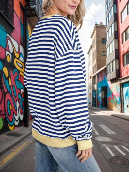 Striped Oversized Sweatshirts