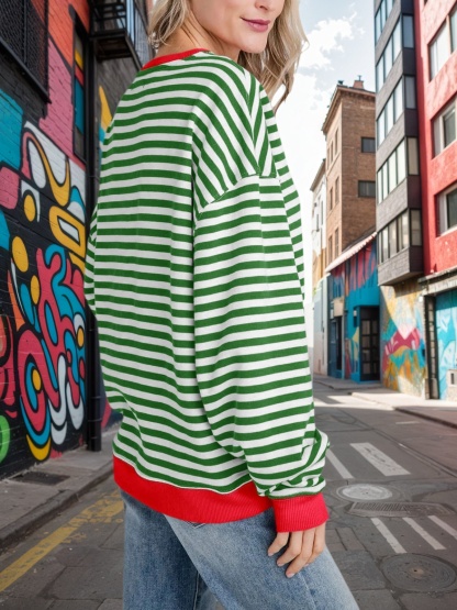 Striped Oversized Sweatshirts