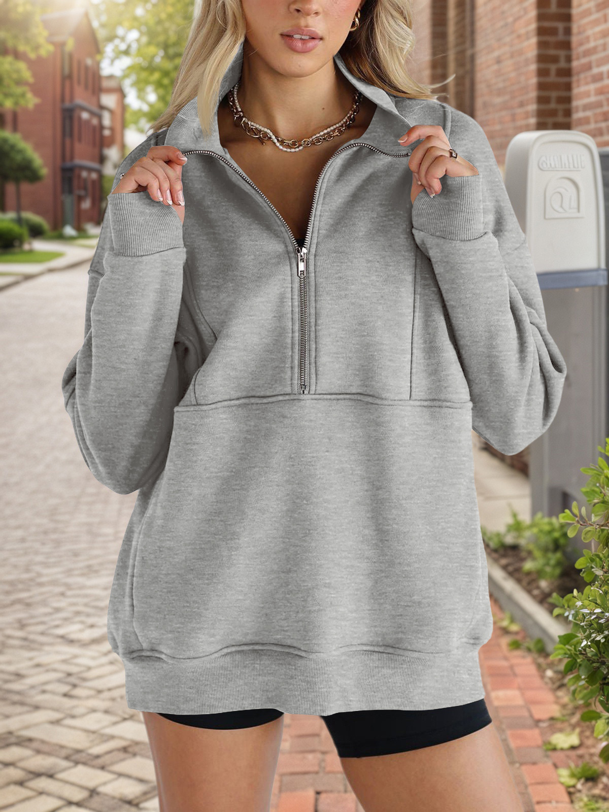 Women's Oversized Half Zip Fleece Sweatshirts