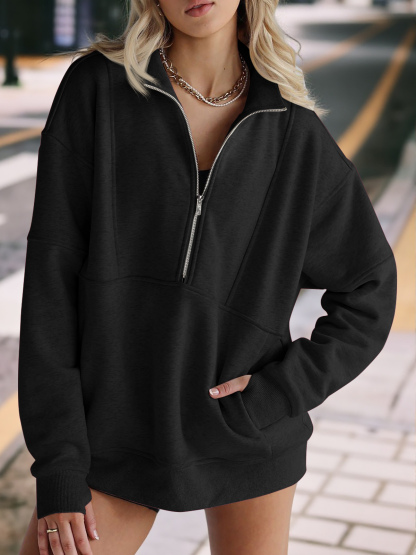 Women's Oversized Half Zip Fleece Sweatshirts