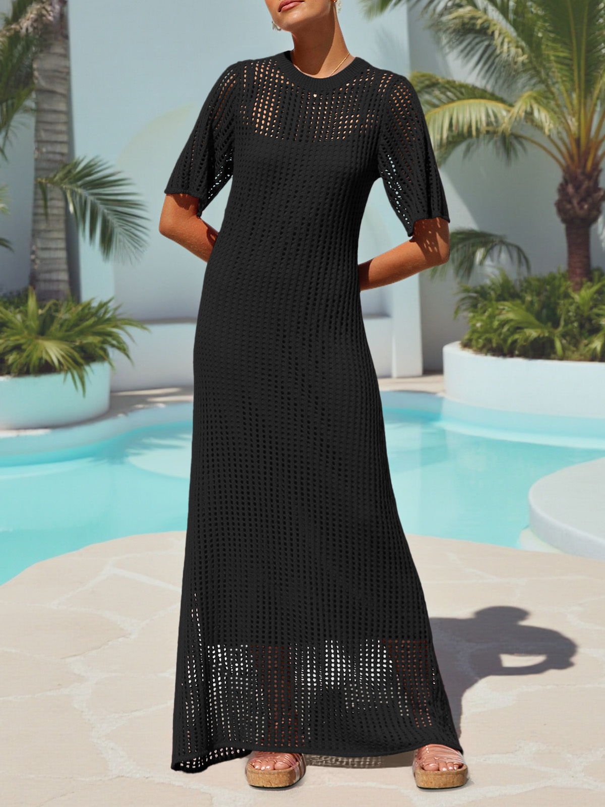 Cover Up Eyelet Swimsuit Dress