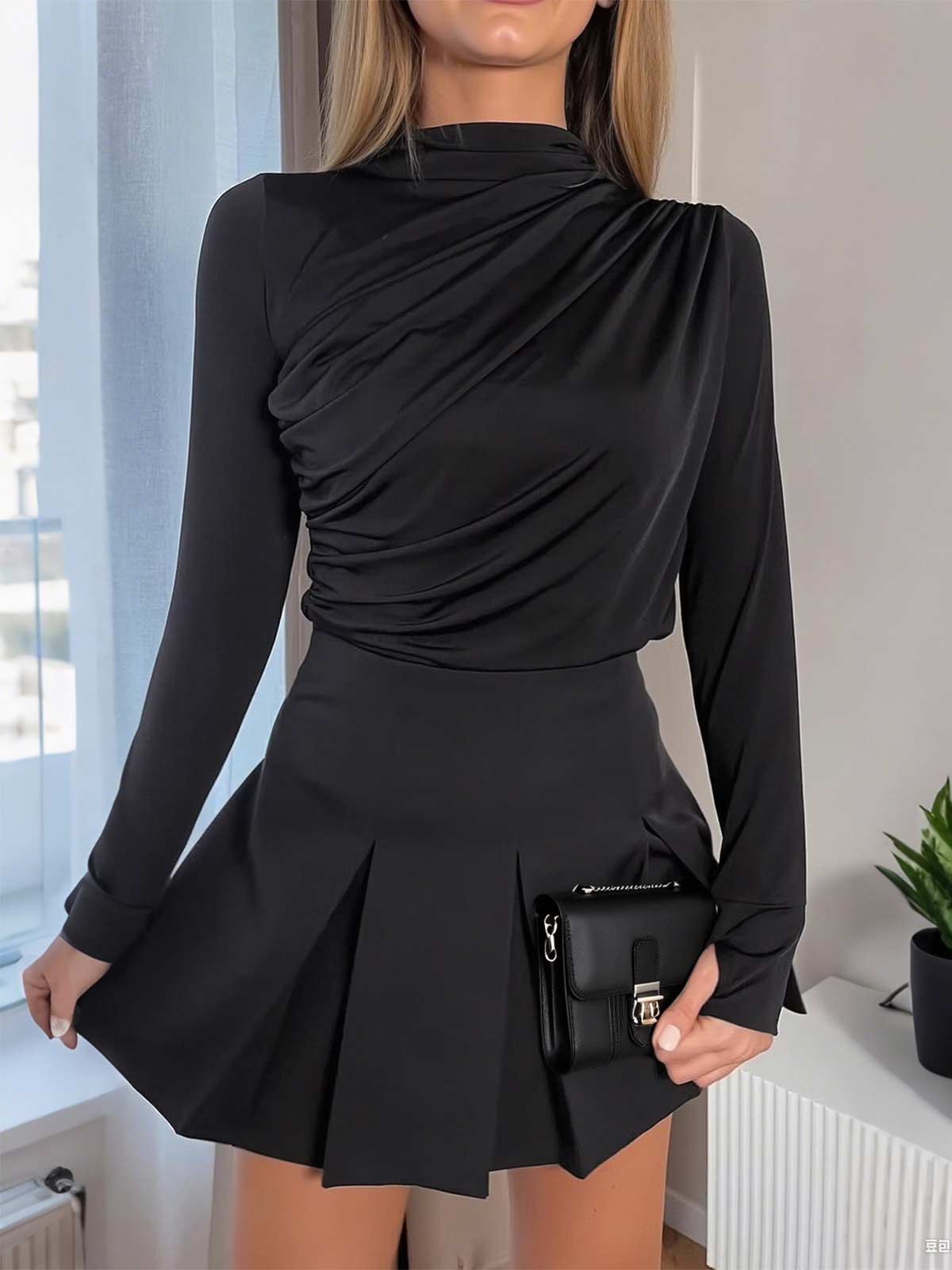 Long Sleeve Ruched Y2K T Shirts