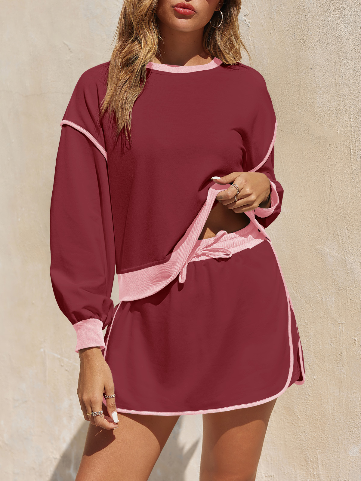 High Waisted Running Skort Skirts Shorts Sets 2 Piece Set