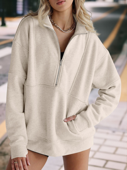 Women's Oversized Half Zip Fleece Sweatshirts