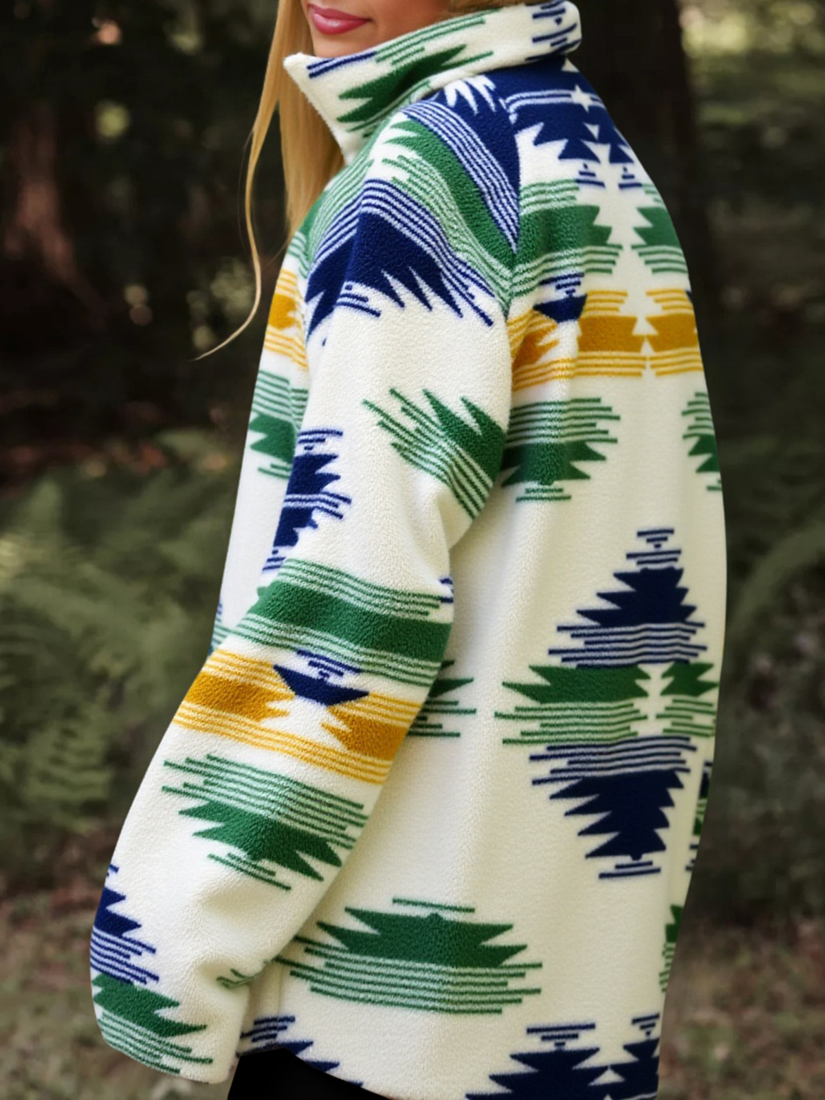 Aztec Print Fleece Zip Up Jackets