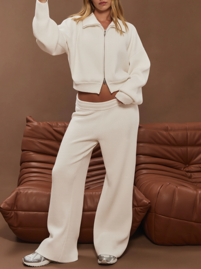 Collared Long Sleeve Zip Up Sweatshirts Jackets