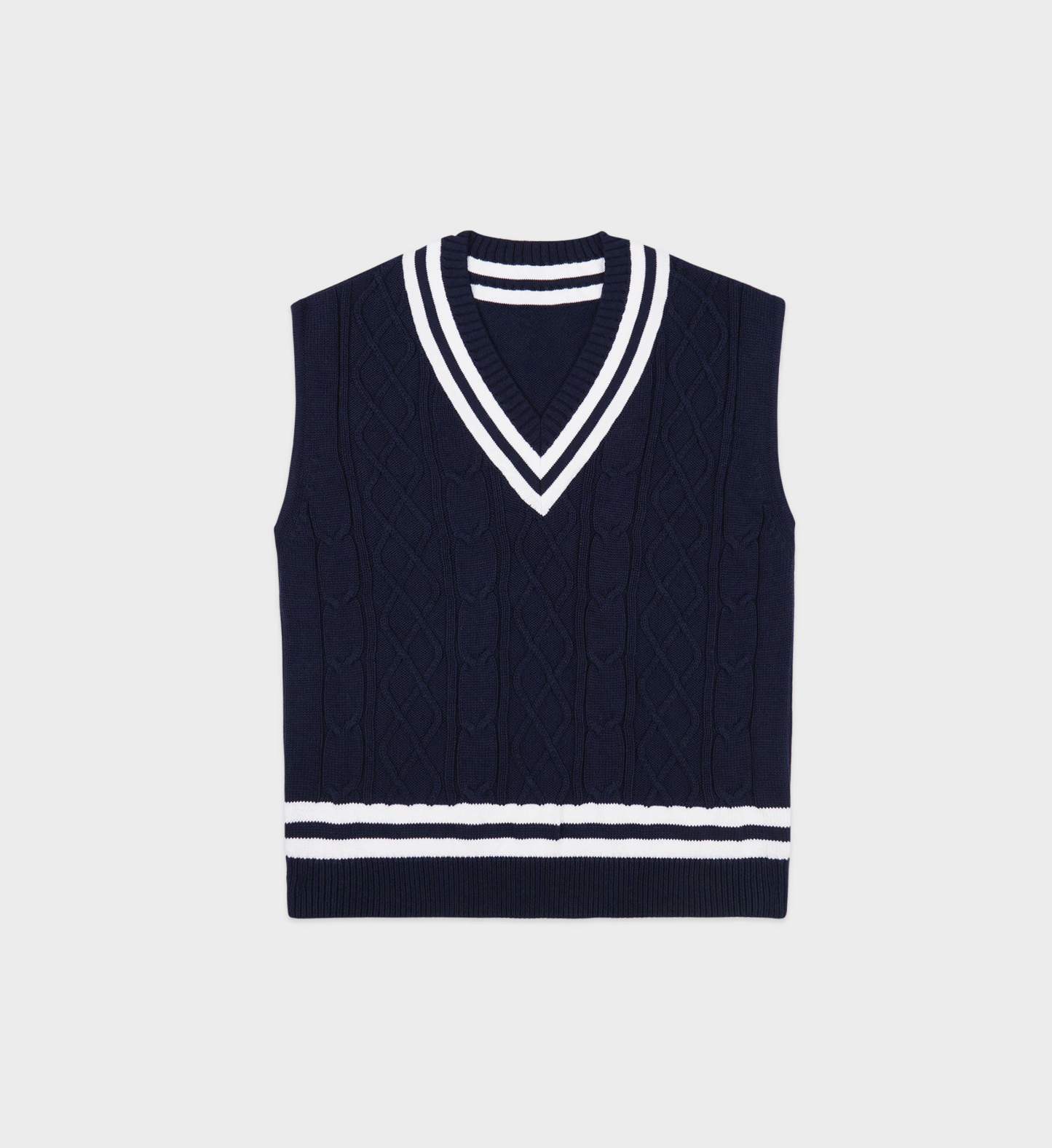 V Neck Knit Vest Pleated Contrast Color Skirt Sets