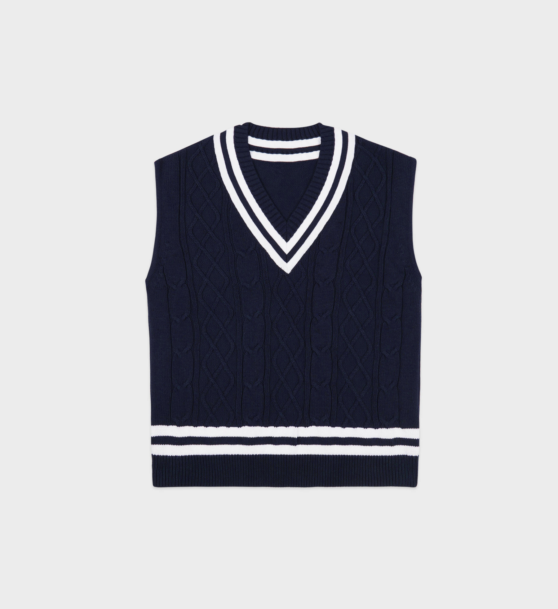 V Neck Knit Vest Pleated Contrast Color Skirt Sets