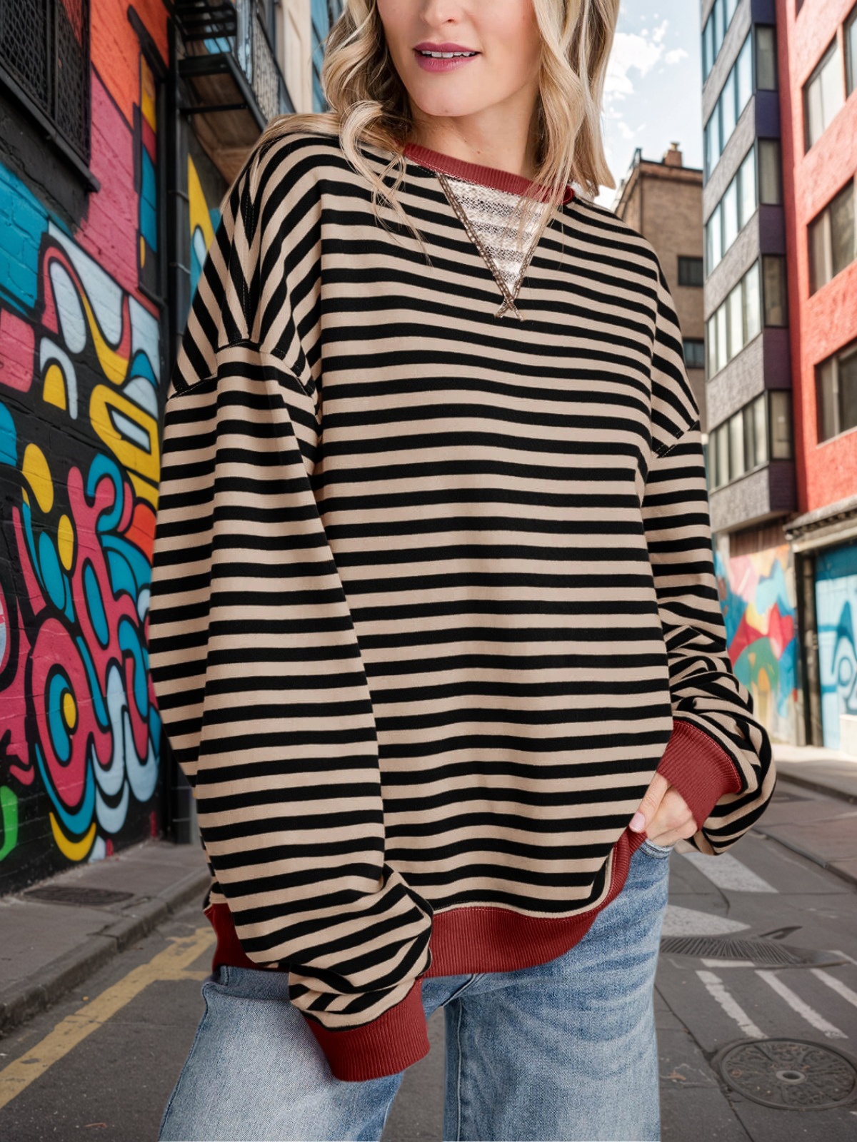 Striped Oversized Sweatshirts