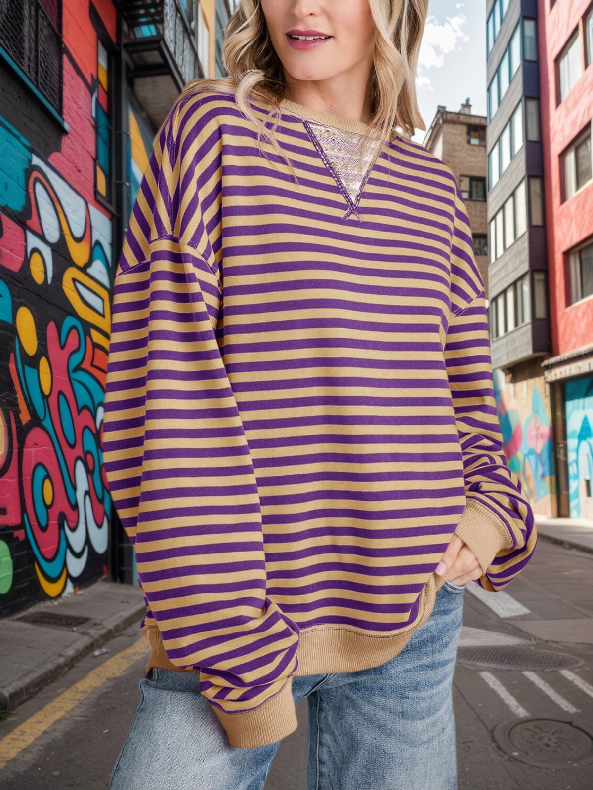 Striped Oversized Sweatshirts