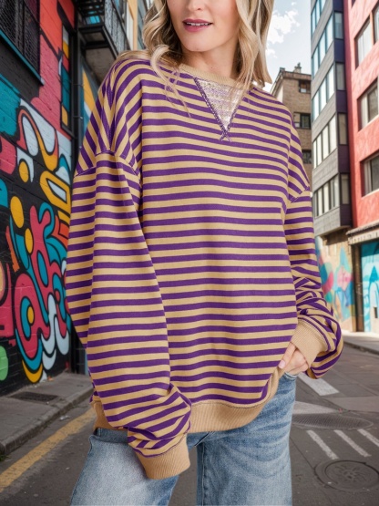 Striped Oversized Sweatshirts