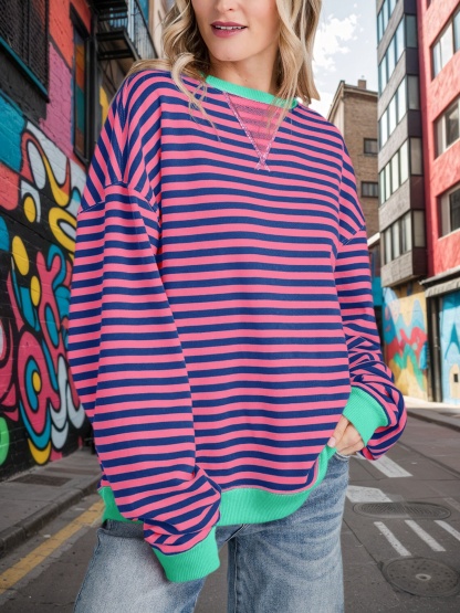 Striped Oversized Sweatshirts