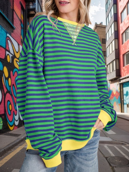Striped Oversized Sweatshirts