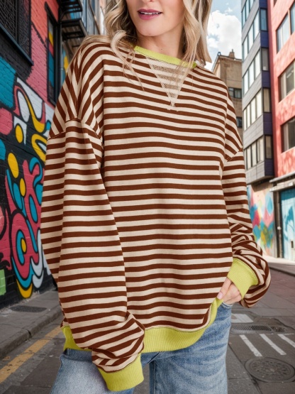 Striped Oversized Sweatshirts
