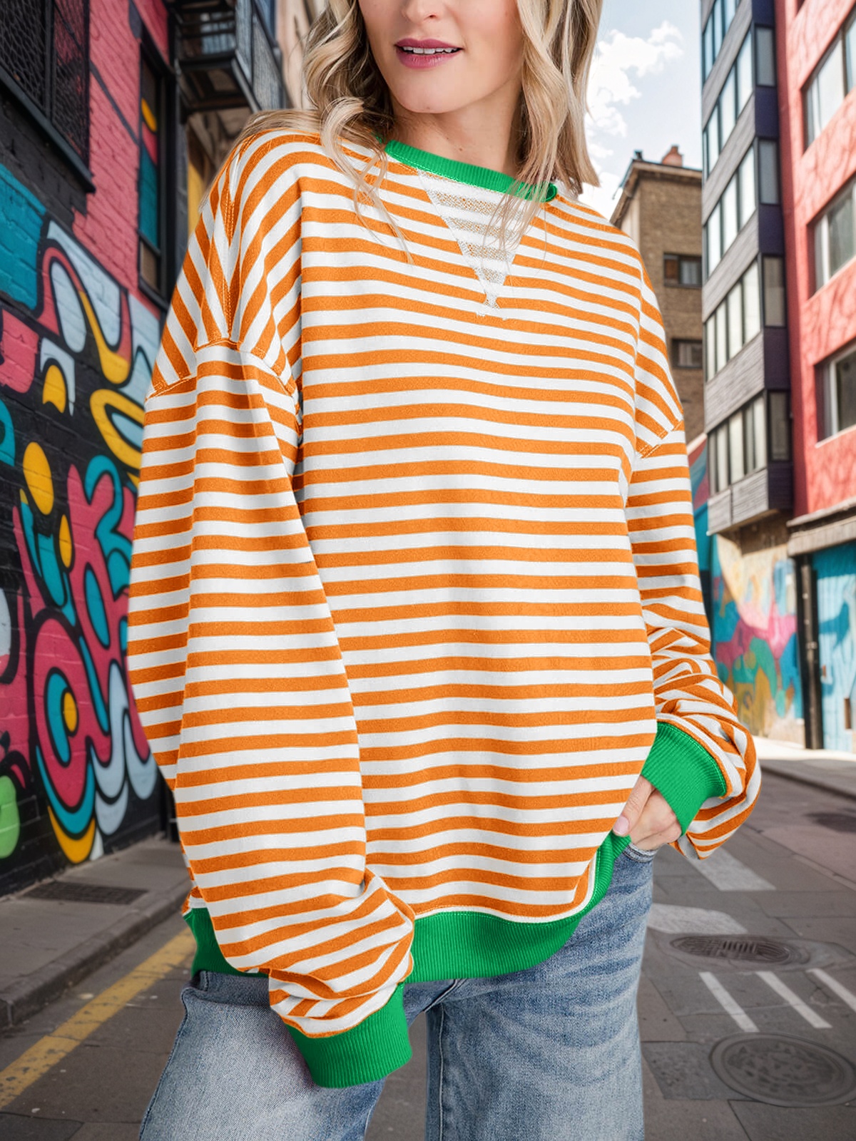 Striped Oversized Sweatshirts