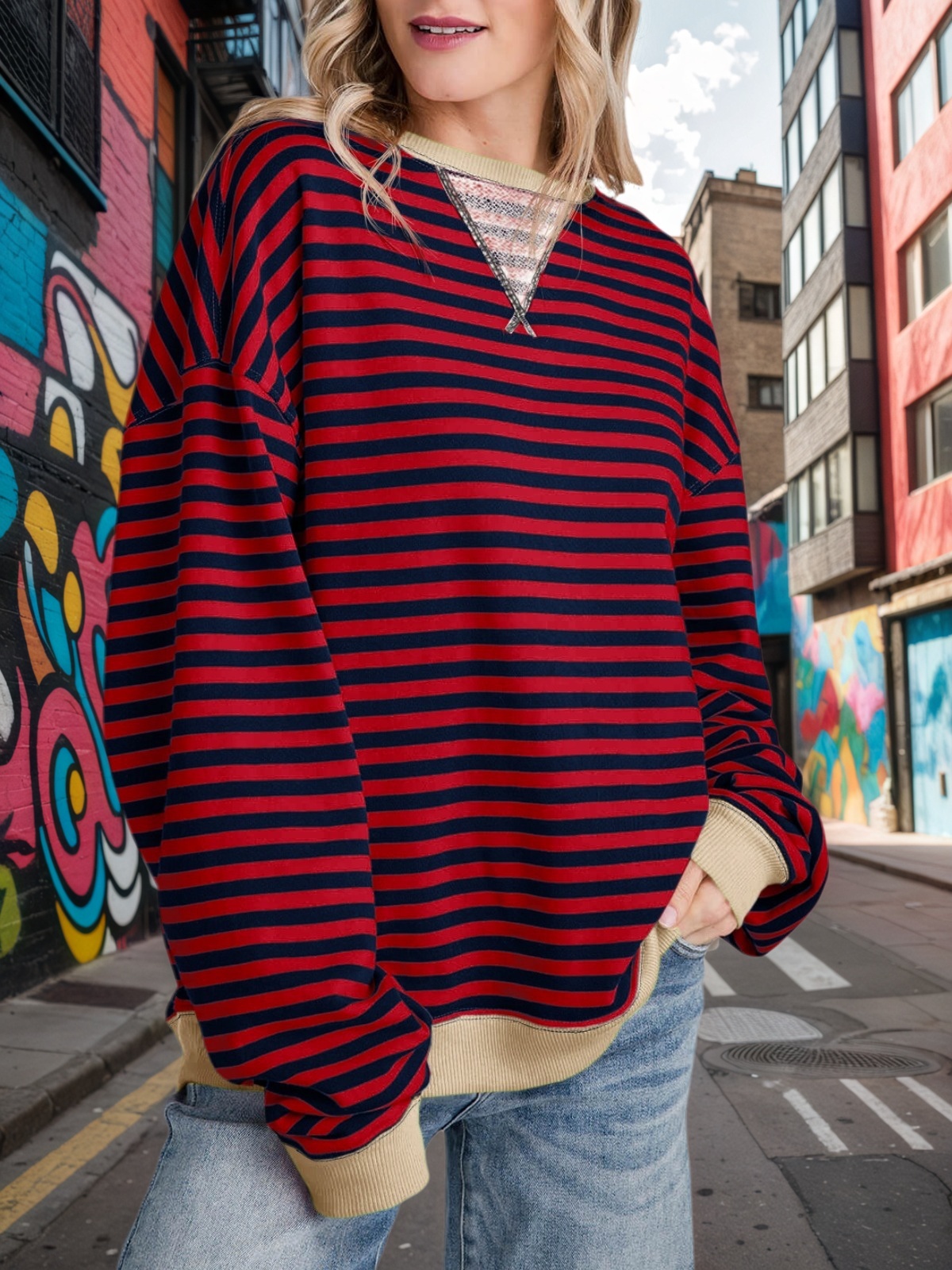 Striped Oversized Sweatshirts