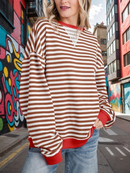 Striped Oversized Sweatshirts