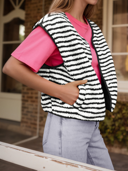 Open Front Fuzzy Fleece Vest