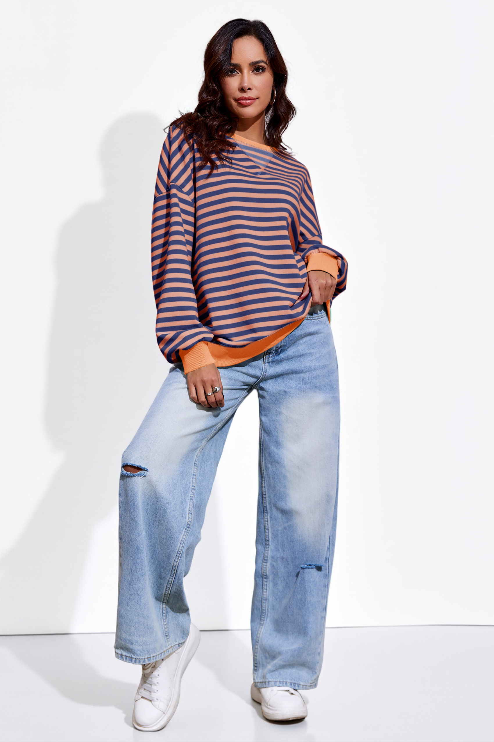 Striped Oversized Sweatshirts