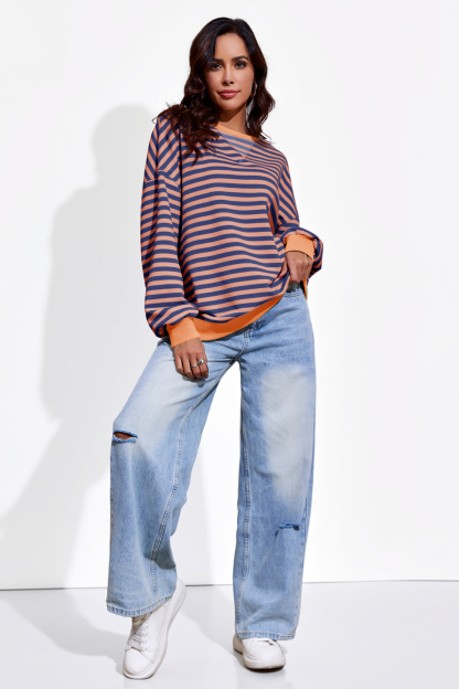 Striped Oversized Sweatshirts