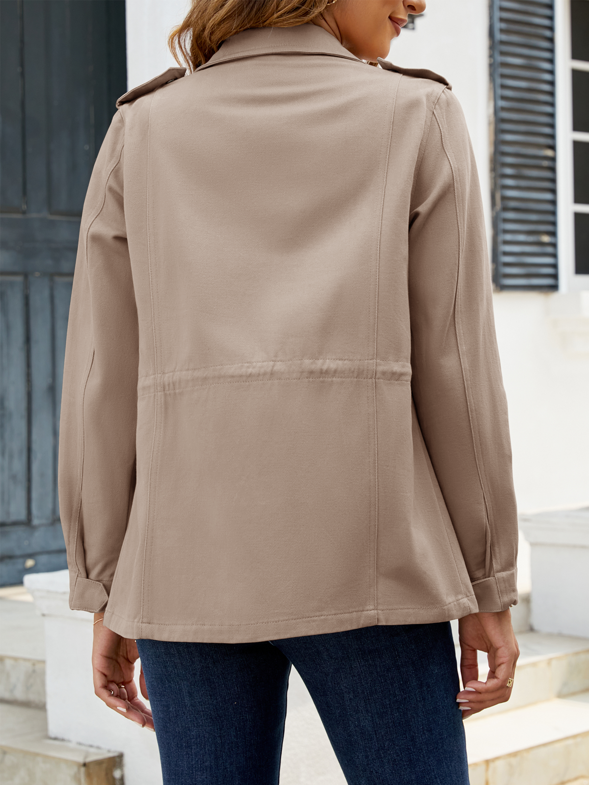 Zip Up Snap Buttons Military Anorak Jackets