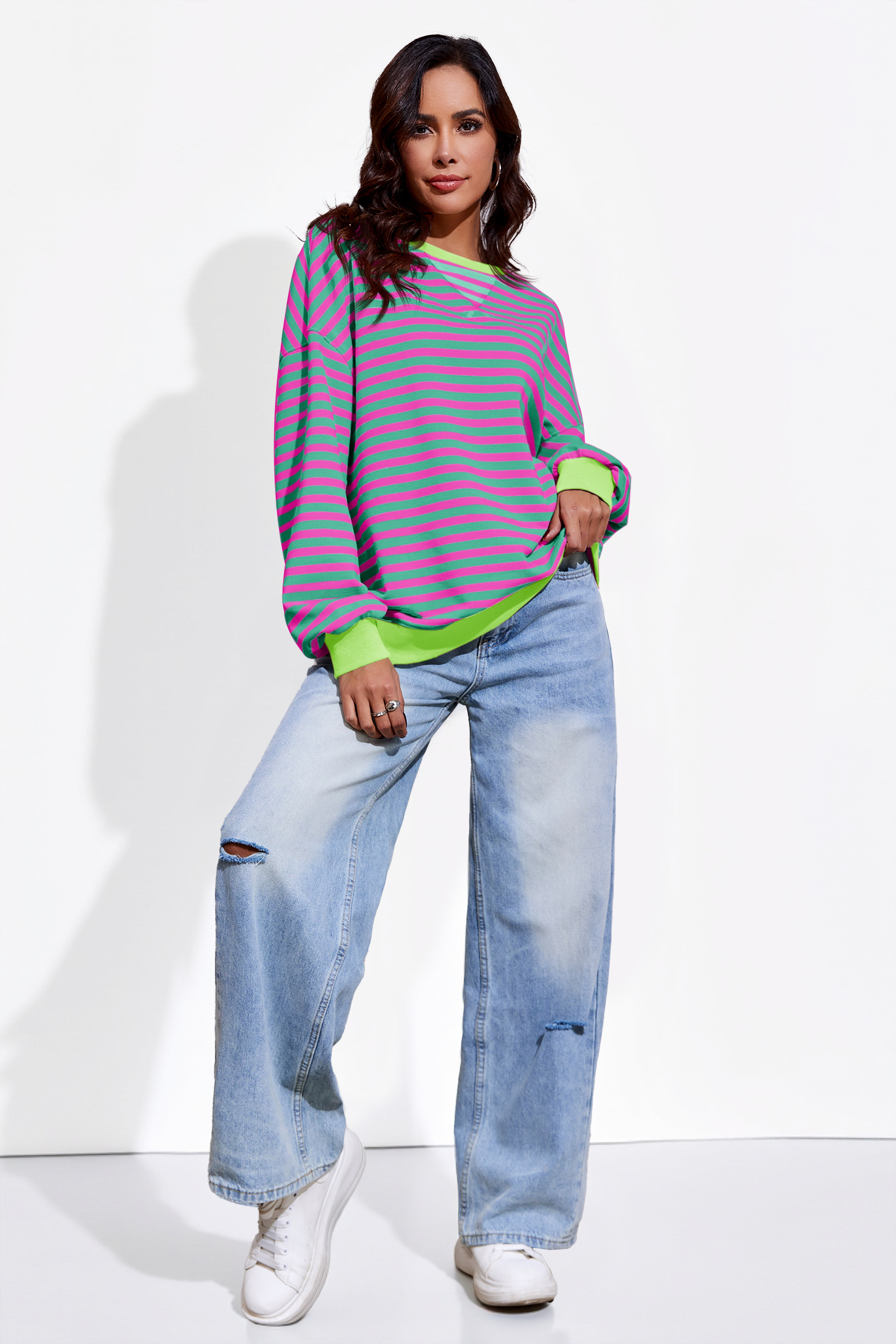 Striped Oversized Sweatshirts