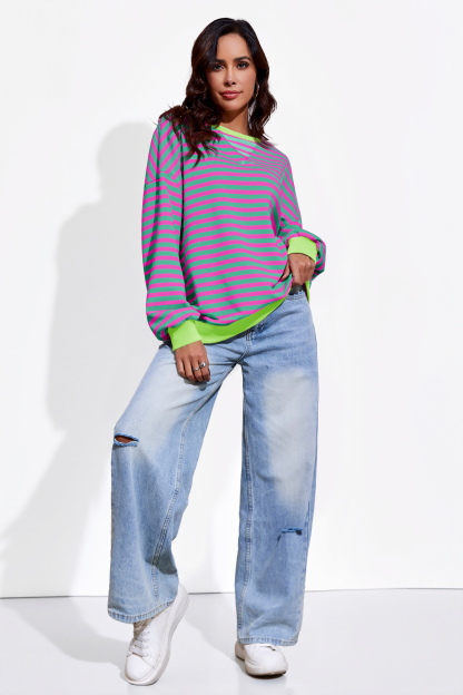 Striped Oversized Sweatshirts