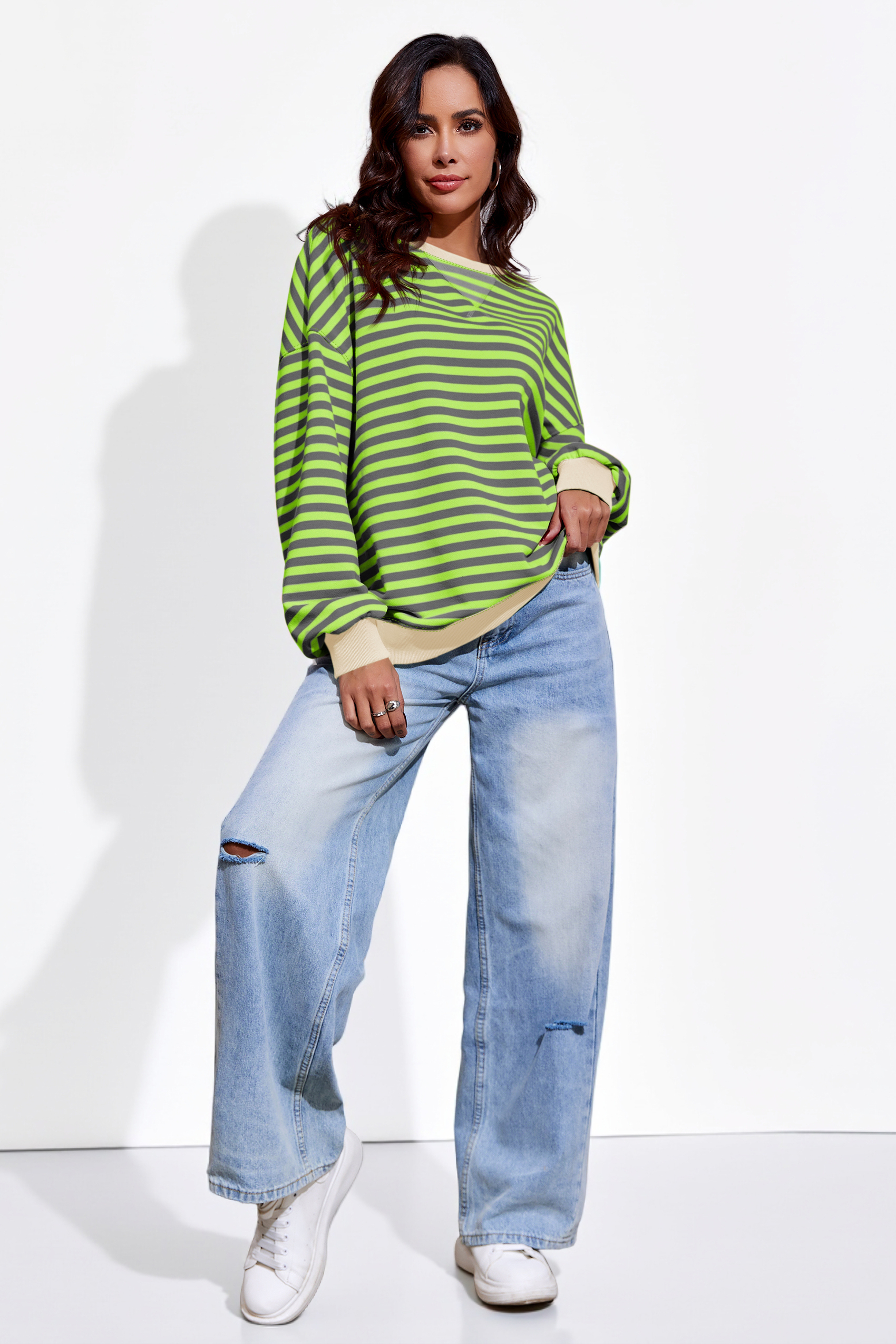 Striped Oversized Sweatshirts