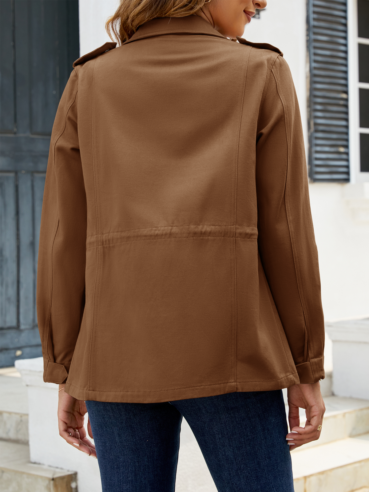 Zip Up Snap Buttons Military Anorak Jackets