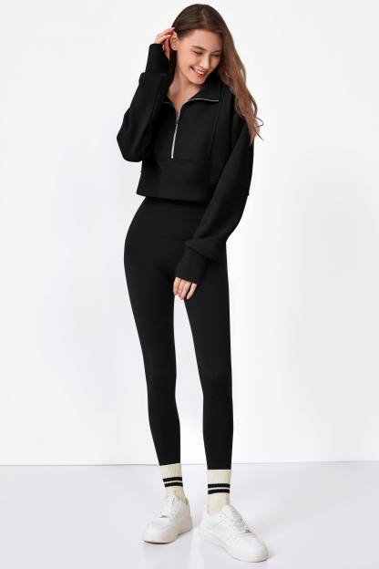 Half Zipper Cropped Sweatshirts