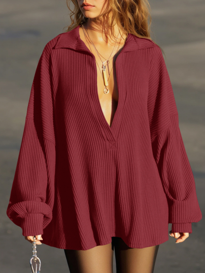 Oversized Deep V Neck Sweatshirts