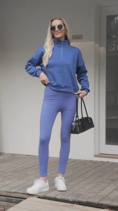 Half Zip Pullover Leggings Matching Sets