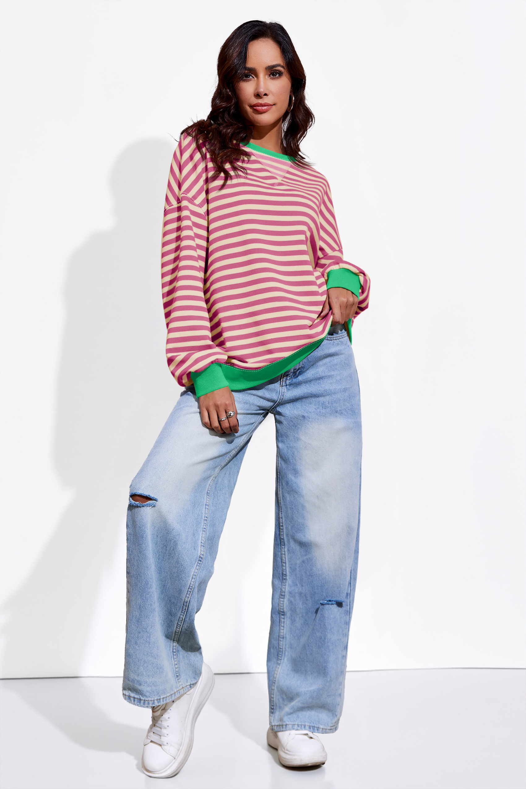 Striped Oversized Sweatshirts