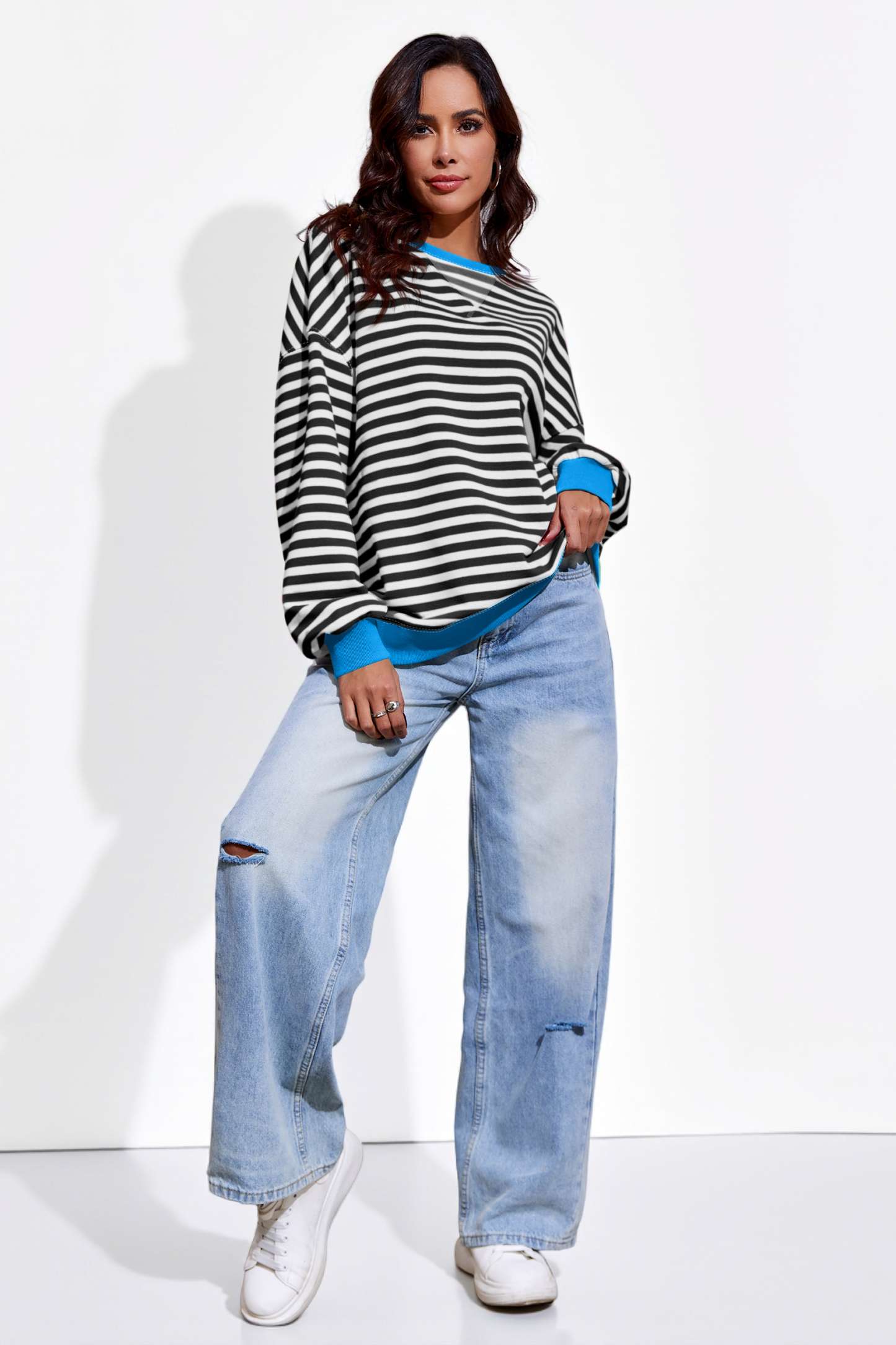 Striped Oversized Sweatshirts