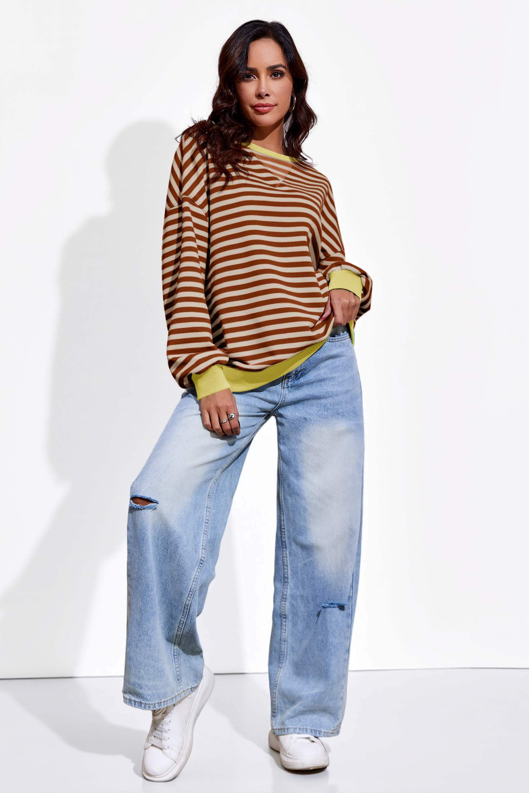 Striped Oversized Sweatshirts