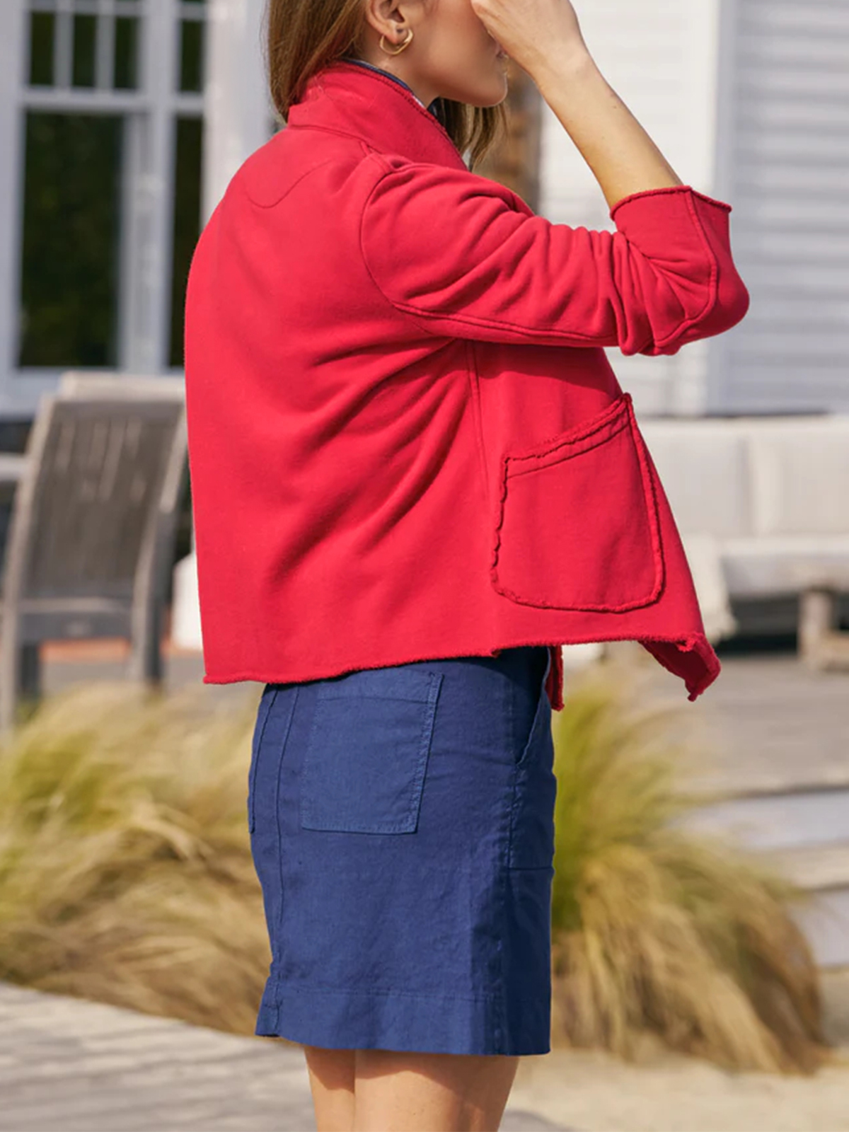 Crooped Button Front Blazer Jackets