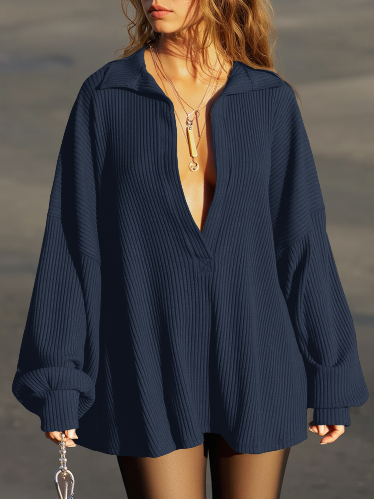 Oversized Deep V Neck Sweatshirts