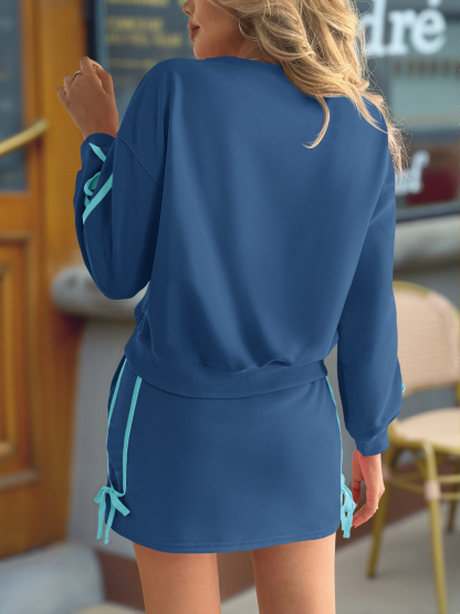 Casual Tie High Waisted Skort Skirts Workout 2 Piece Outfits