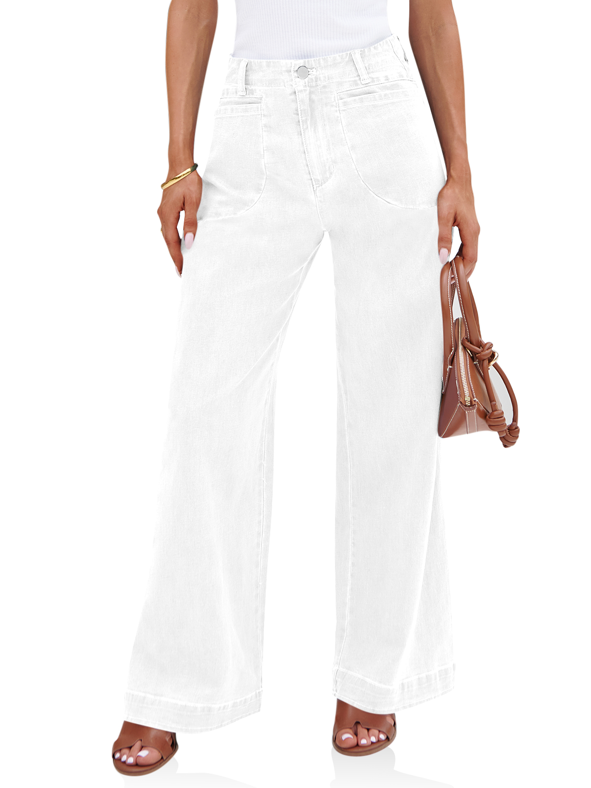 Cicy Bell Womens Wide Leg Jeans High Waisted Stretchy Baggy Loose Deni