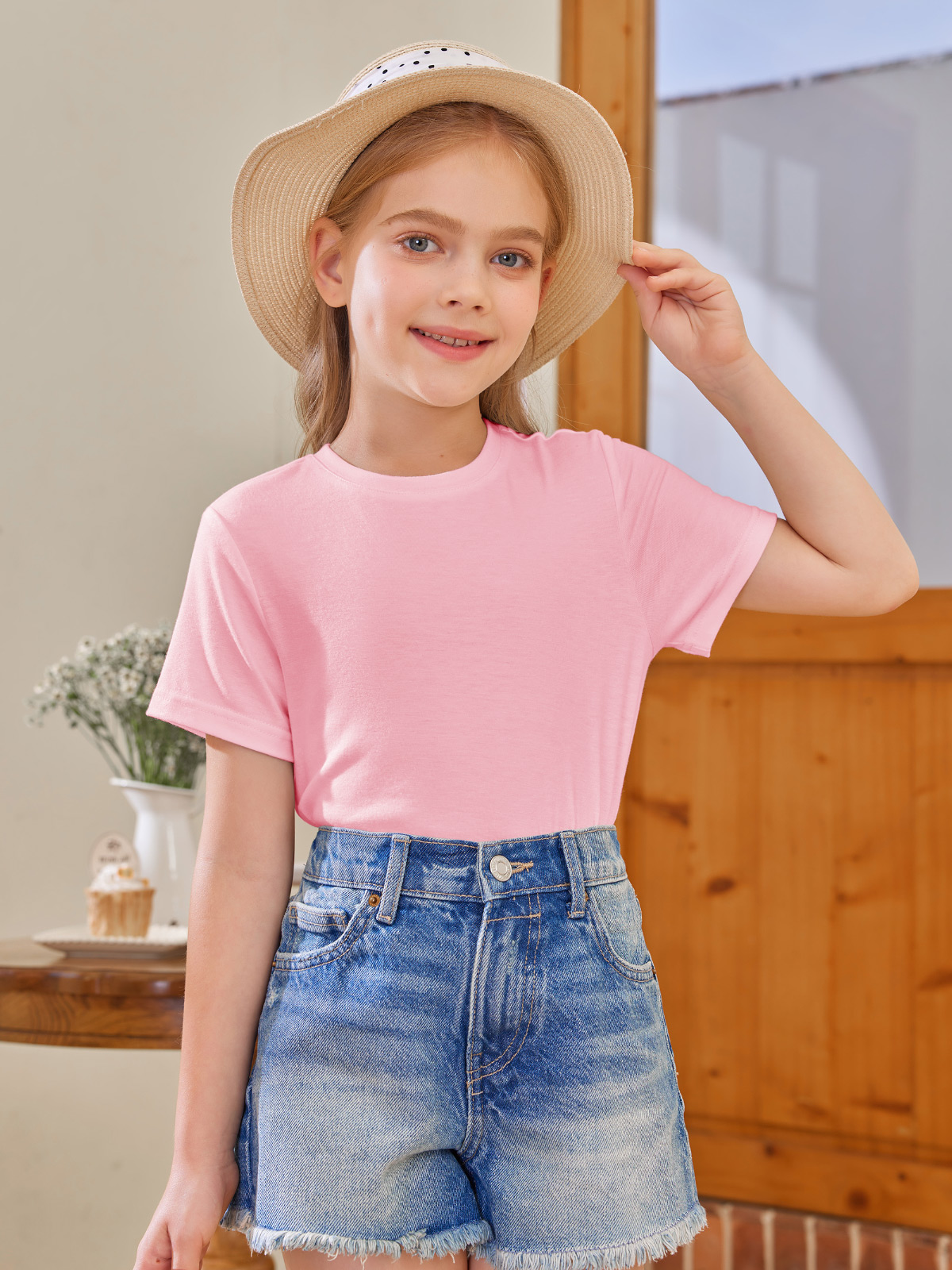 Haloumoning Girls Short Sleeve T Shirts Kids Summer Tops Tees