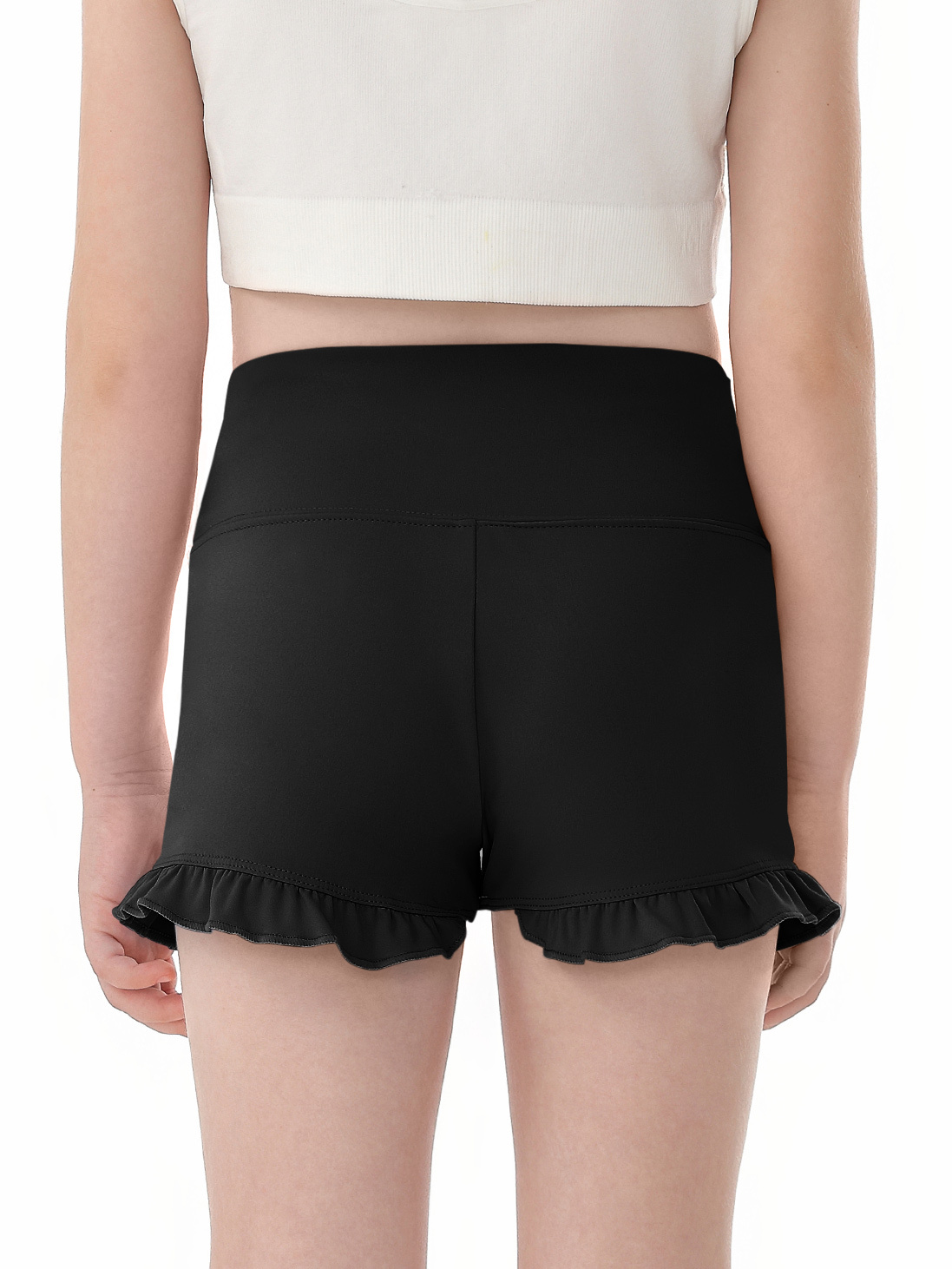 Haloumoning Girls Athletic Ruffle Shorts V Crossover High Waisted Yoga Dance Shorts