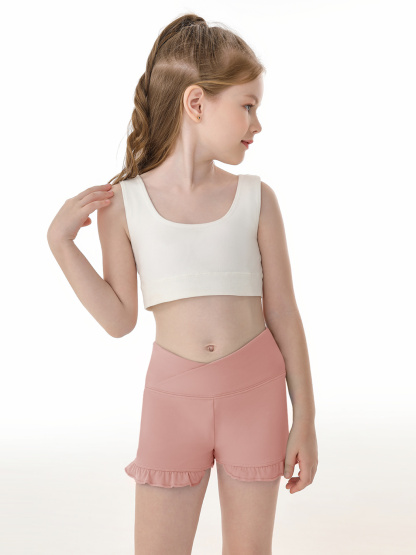 Haloumoning Girls Athletic Ruffle Shorts V Crossover High Waisted Yoga Dance Shorts