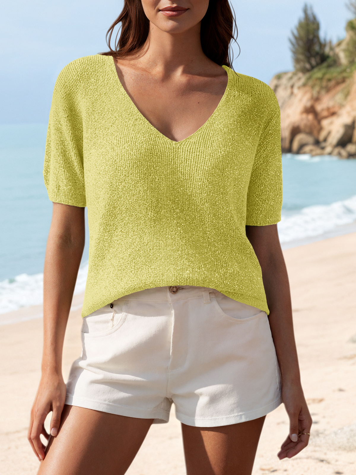 Womens Short Sleeve Sweater Tops