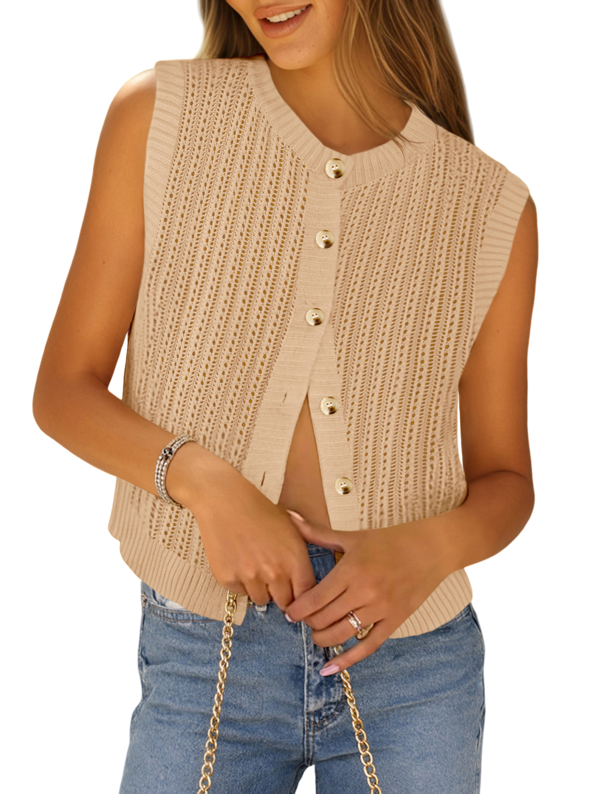 Womens Crochet Sweater Vest