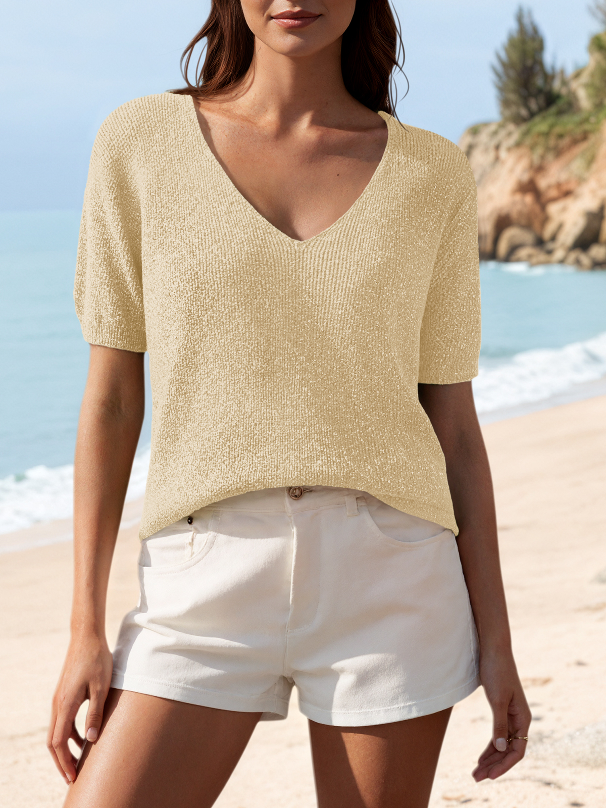 Womens Short Sleeve Sweater Tops