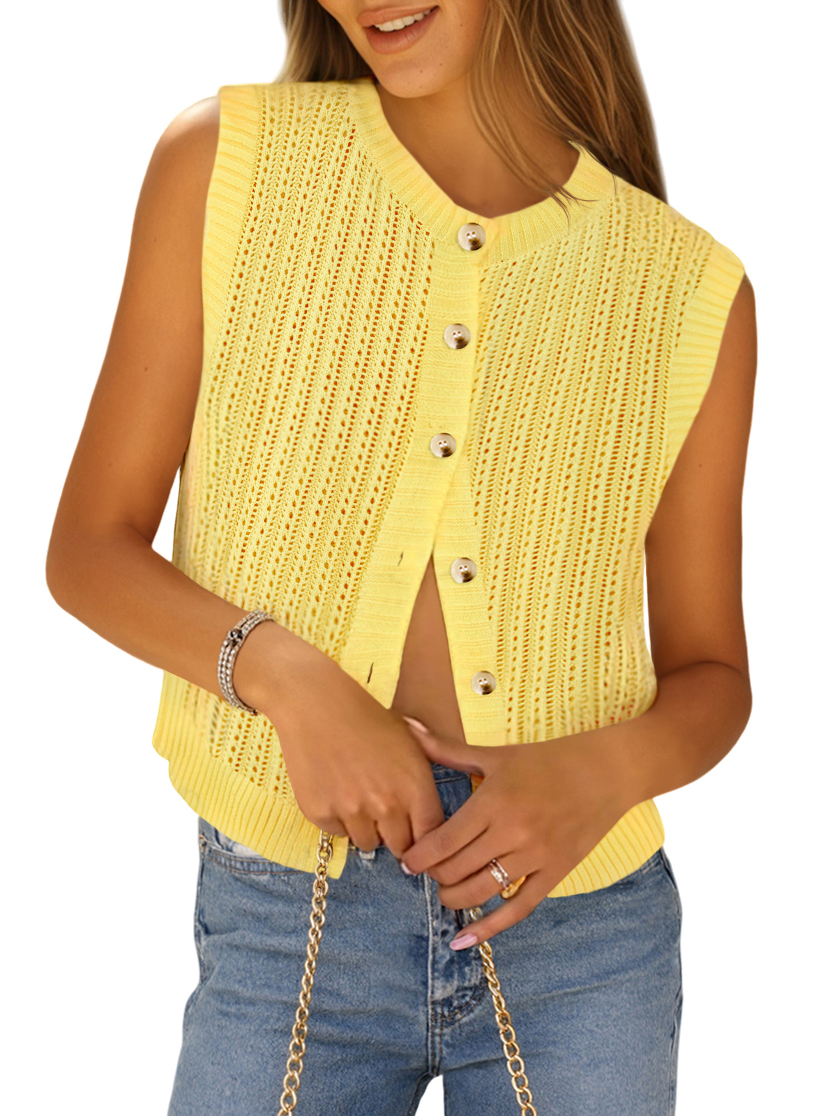 Womens Crochet Sweater Vest